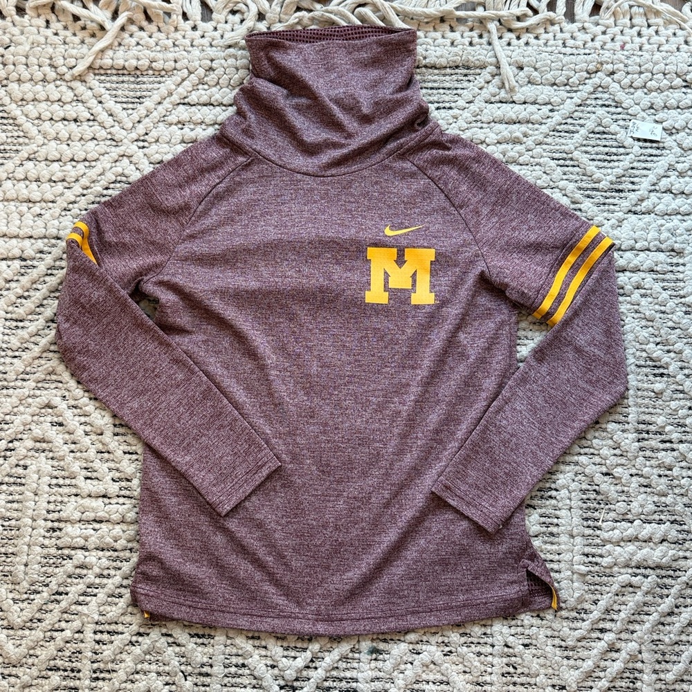 Minnesota Nike Women's Vault Sleeve Striped Funnel Neck Sweatshirt